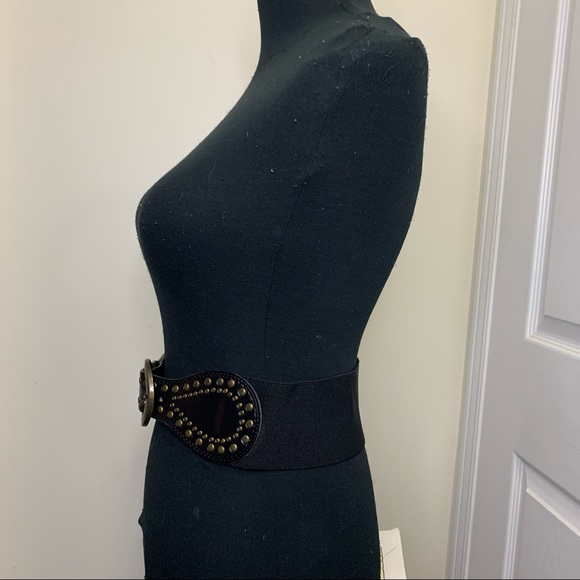 Smart Set Chic Brass Studded Detailing Elastane Waist Wide Belt - Picture 5 of 8